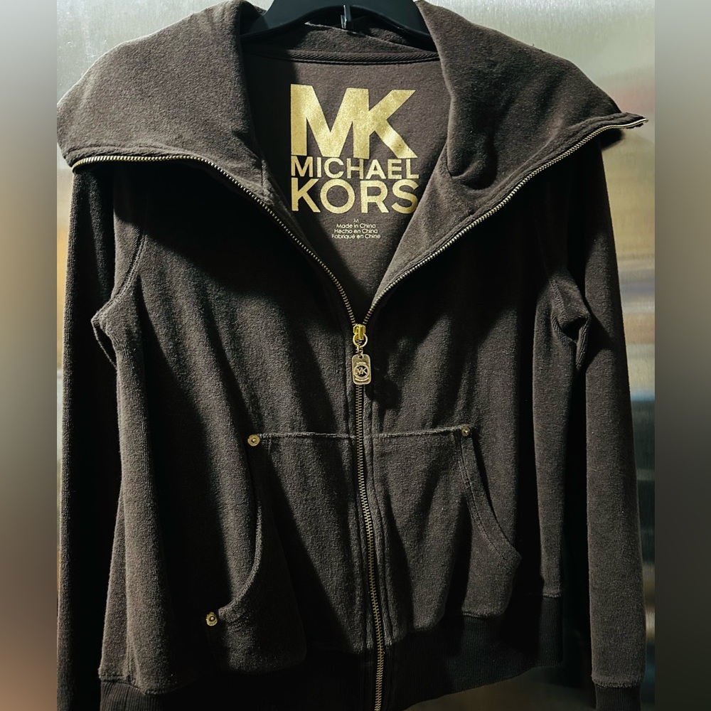 Michael Kors Dark Brown Jacket with Gold MK Logo